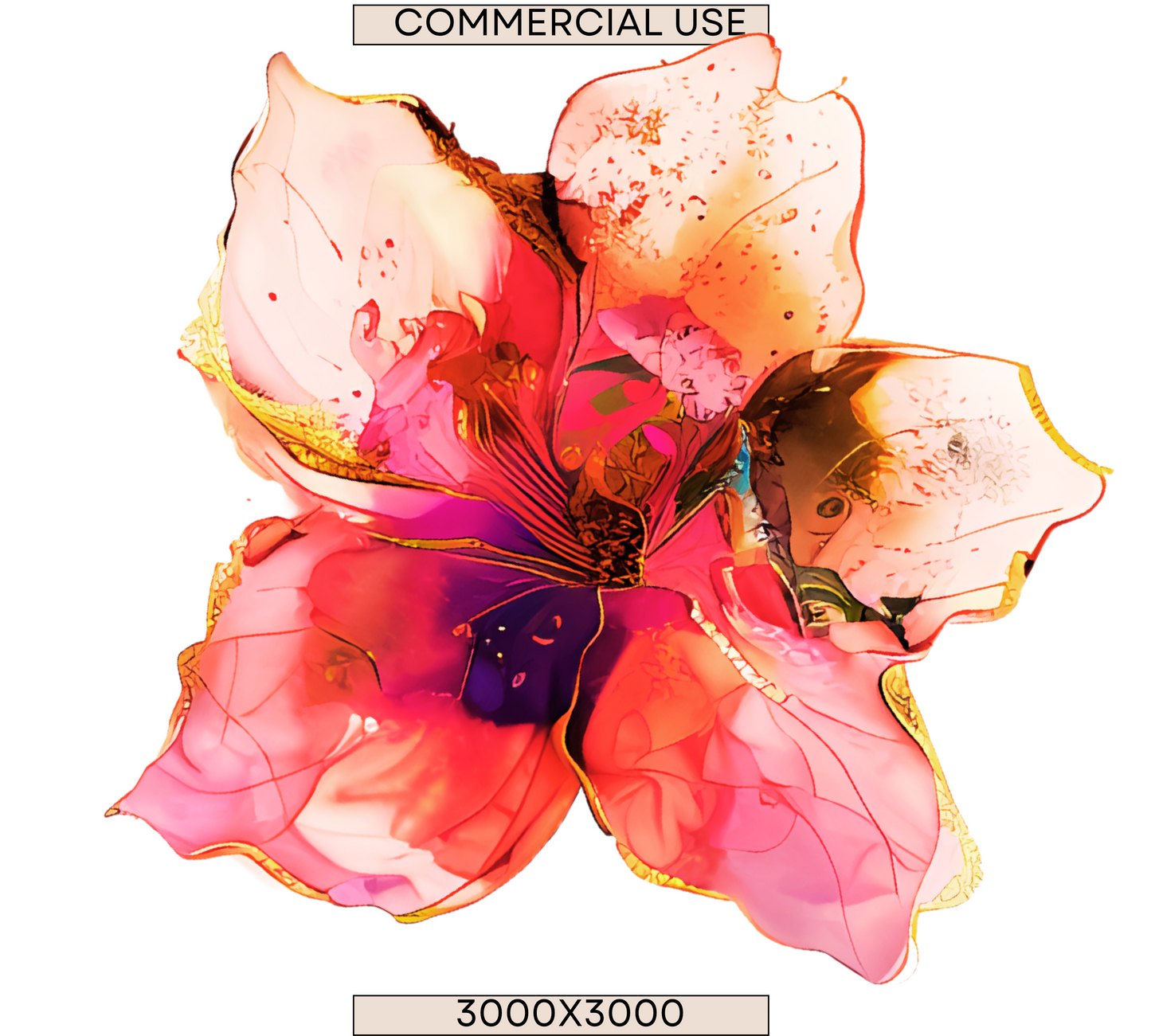 Floral Clipart | Instant Download | Digital Paper Craft | Commercial Use | Glass Flower Modern Clip Art | Junk Journal | Printable Graphics