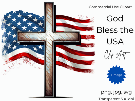 Patriotic Svg | Cross PNG| Distressed American Flag Svg | Cross Old Glory | Distressed Design | 4Th Of July | Christian |  Commercial Use