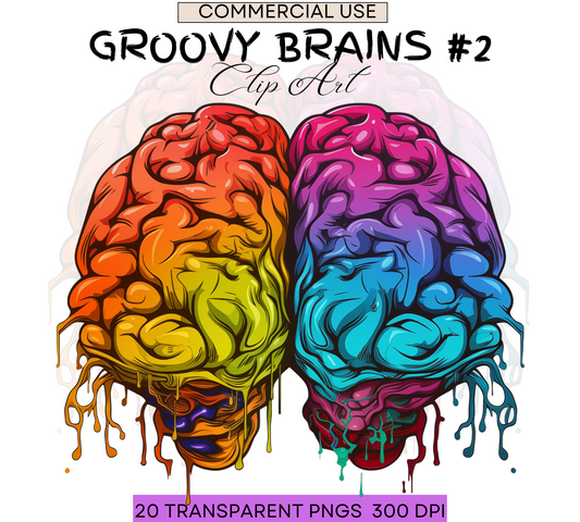 Copy of Groovy Human Brain #2 | Anatomy Clipart | Heart Clipart | Medical Graphics | Anatomic Brain | Body Clip Art | Medical Png| Commercial Use