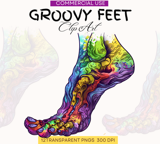 Groovy Feet | Anatomy Clipart | Foot Clipart | Medical Graphics | Anatomic Foot | Pedi Clip Art | Medical Png | Anatomical | Commercial Use