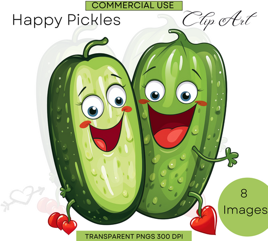 Instant Download | Pickled Cucumber | Pickle Illustration | Valentine Cards | Pickle Svg | Pickle Lover | Funny Clipart | Commercial Use