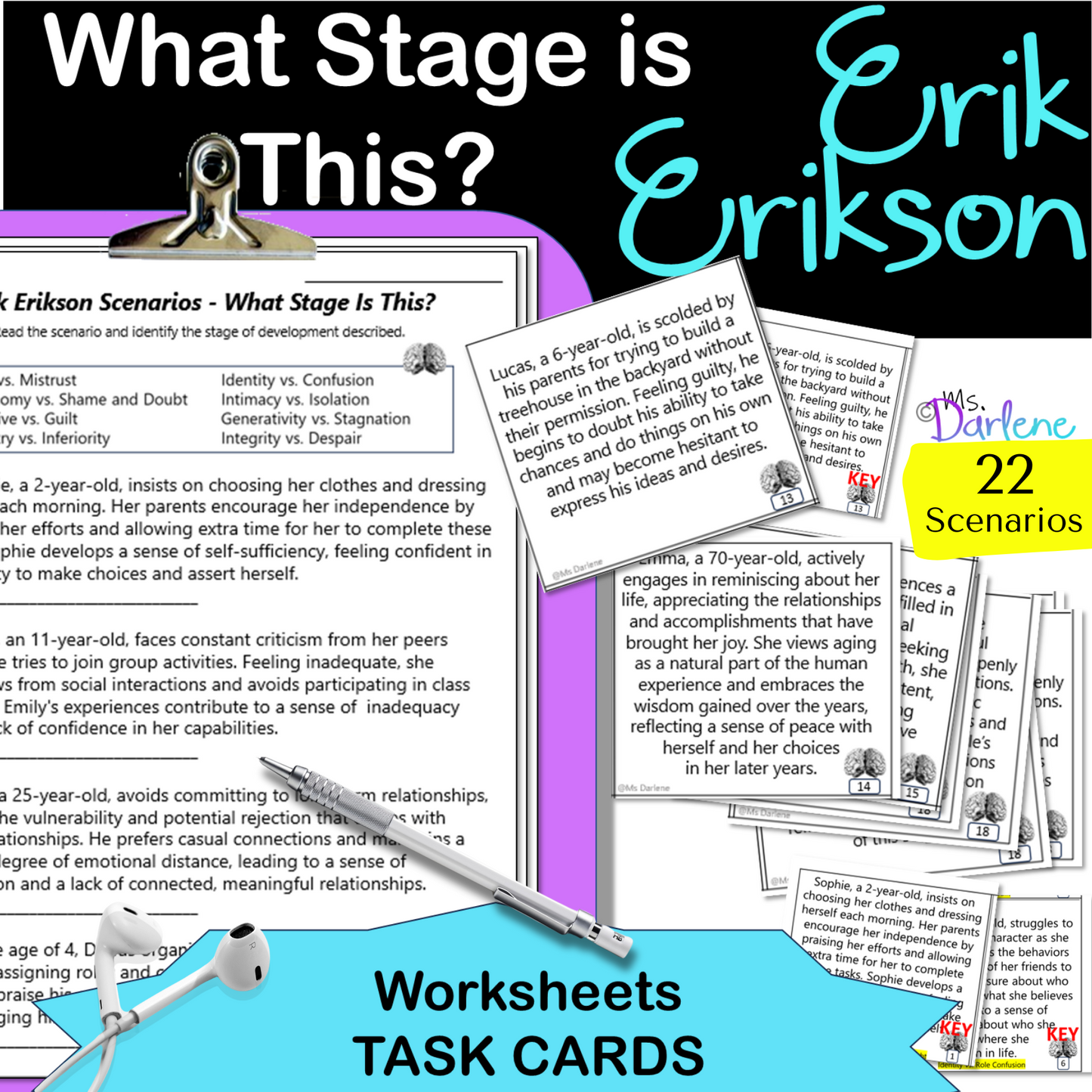 Erik Erikson Scenarios | What Stage is This? | Challenge | Worksheet | Task Card