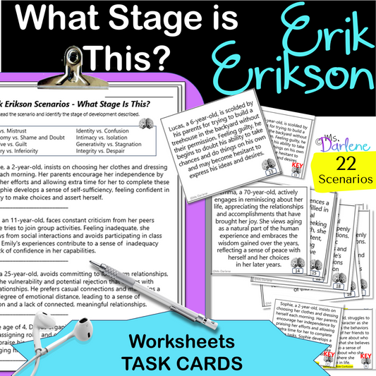 Erik Erikson Scenarios | What Stage is This? | Challenge | Worksheet | Task Card