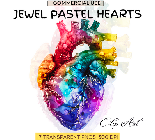 Jewel Tone Pastel Human Heart | Anatomy Clipart | Heart Clipart | Medical Graphics | Anatomic Heart | Cardio | Medical Png | Commercial Use