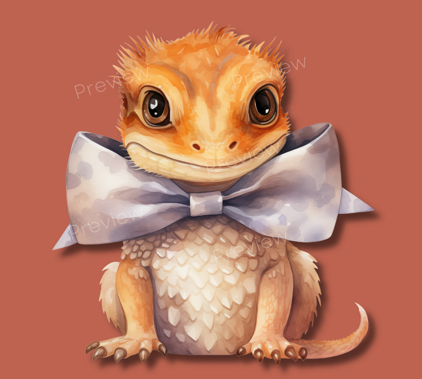 Baby Bearded Dragon PNGs | Lizard Love | Cute Beardies with Bows Clip art | Watercolor | Jack & Jill  | Valentines Clipart  | Commercial Use