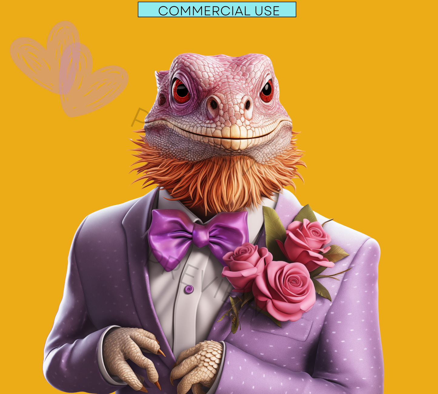 Bearded Dragon PNGs | Lizard Love | Cute Animals in Suits Clip art | Instant Download  | Valentines Clipart  | Commercial Use