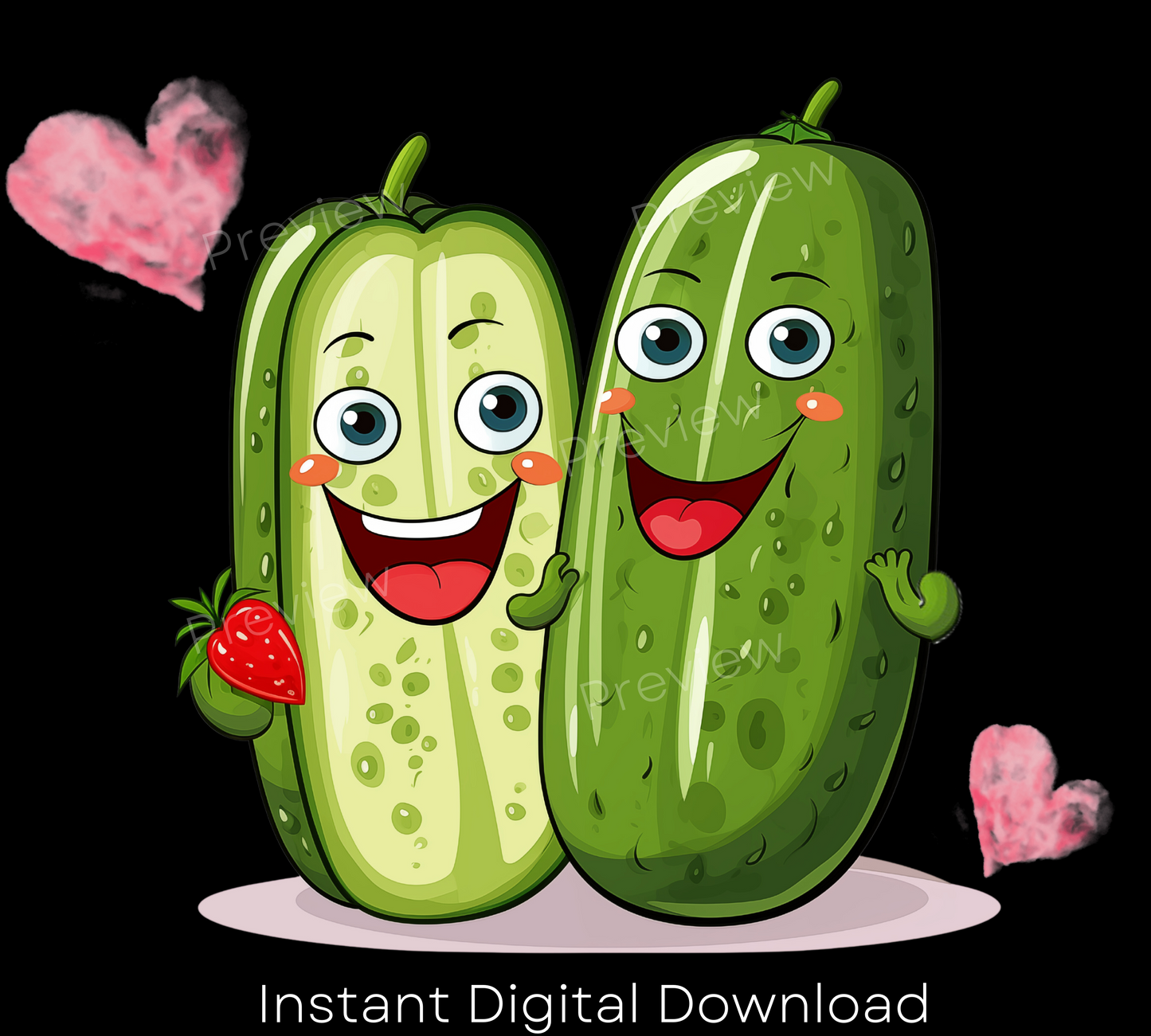 Instant Download | Pickled Cucumber | Pickle Illustration | Valentine Cards | Pickle Svg | Pickle Lover | Funny Clipart | Commercial Use