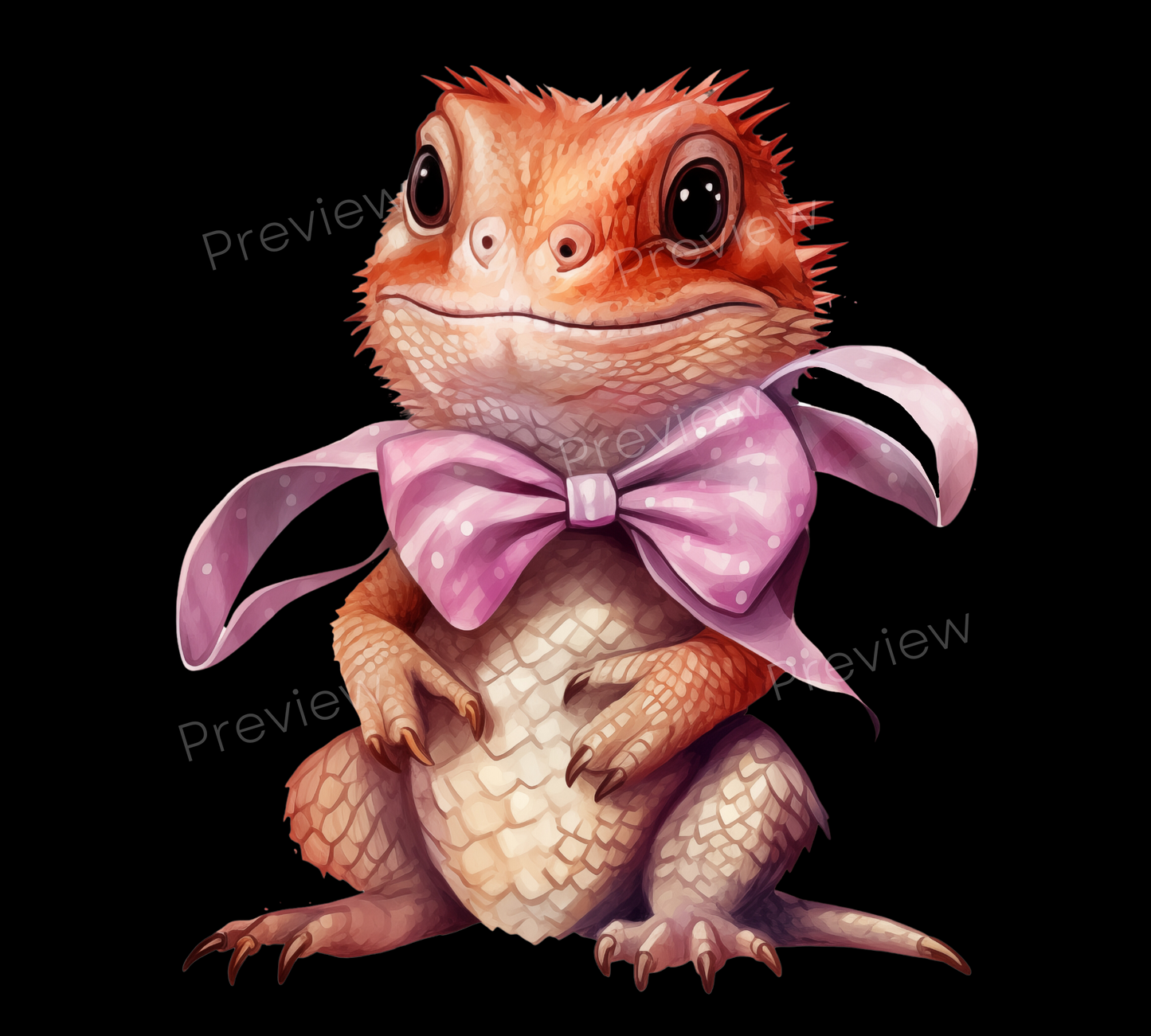Baby Bearded Dragon PNG | Gecko | Lizard Love | Cute Beardies with Bows Clip art | Watercolor Clipart | Valentines Clipart  | Commercial Use