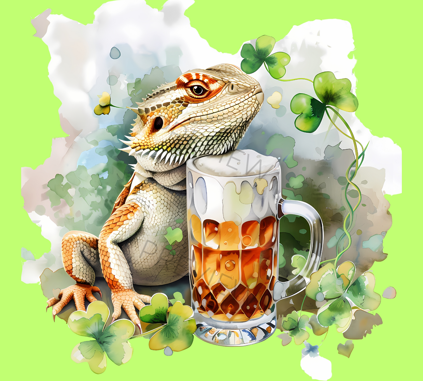 Bearded Dragon Clipart | Small Reptile PNG | Beards Clovers | St. Patrick's Day | Reptile Lizard | Transparent Background | Commercial Use