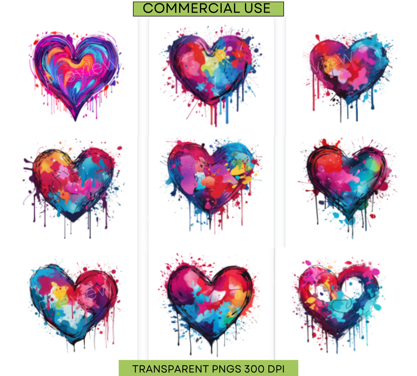 Groovy Neon Heart | Hearts Clip art | Rainbow Heart Png | Print Party | Rainbow Clipart | Background Png | Instant Download | Commercial Use