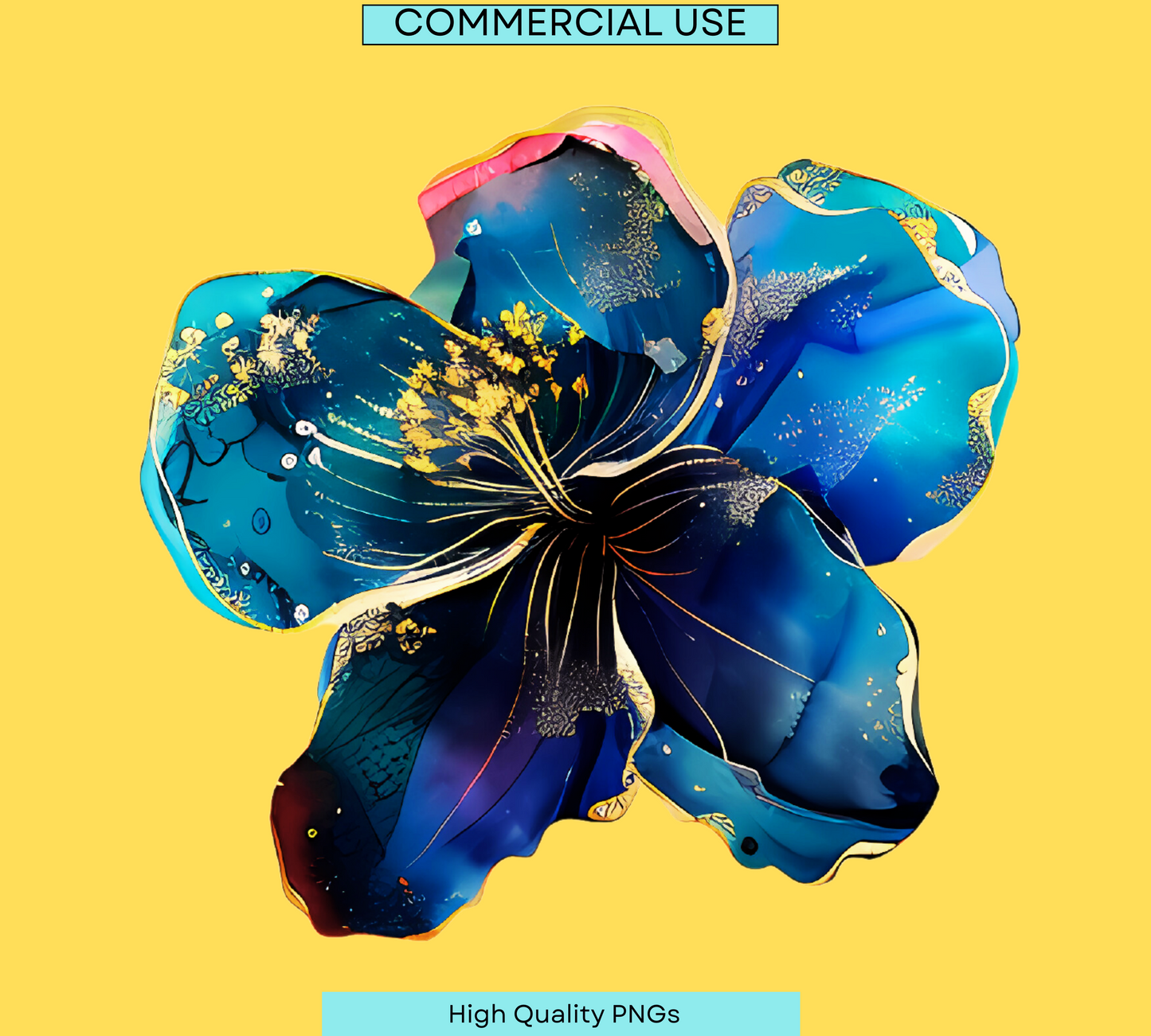 Floral Clipart | Instant Download | Digital Paper Craft | Commercial Use | Glass Flower Modern Clip Art | Junk Journal | Printable Graphics