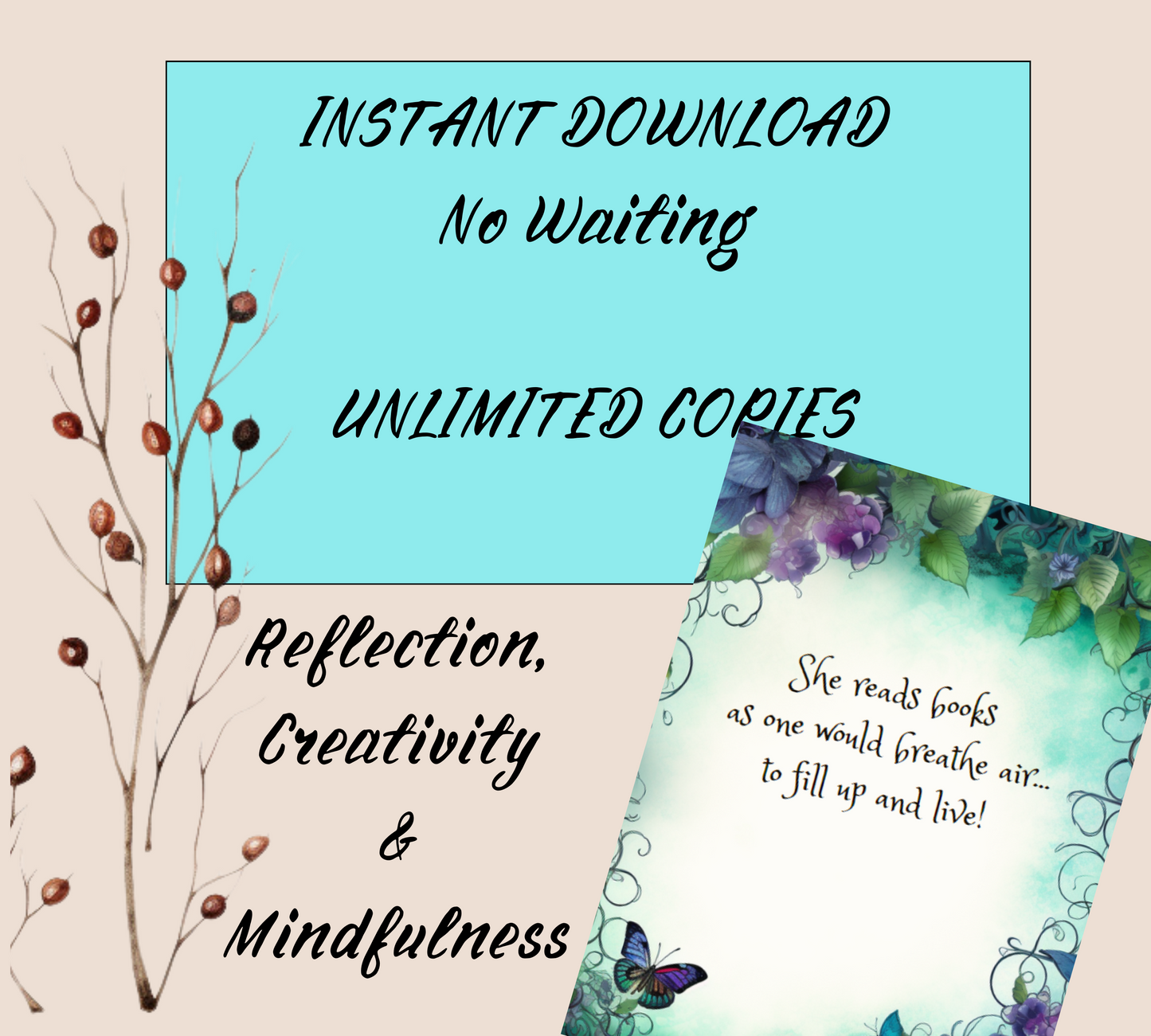 Reading Mindfulness Journal | Reading Tracker | Print Color + Black & White| Coloring Printable | Book List Printable | Printable Planner
