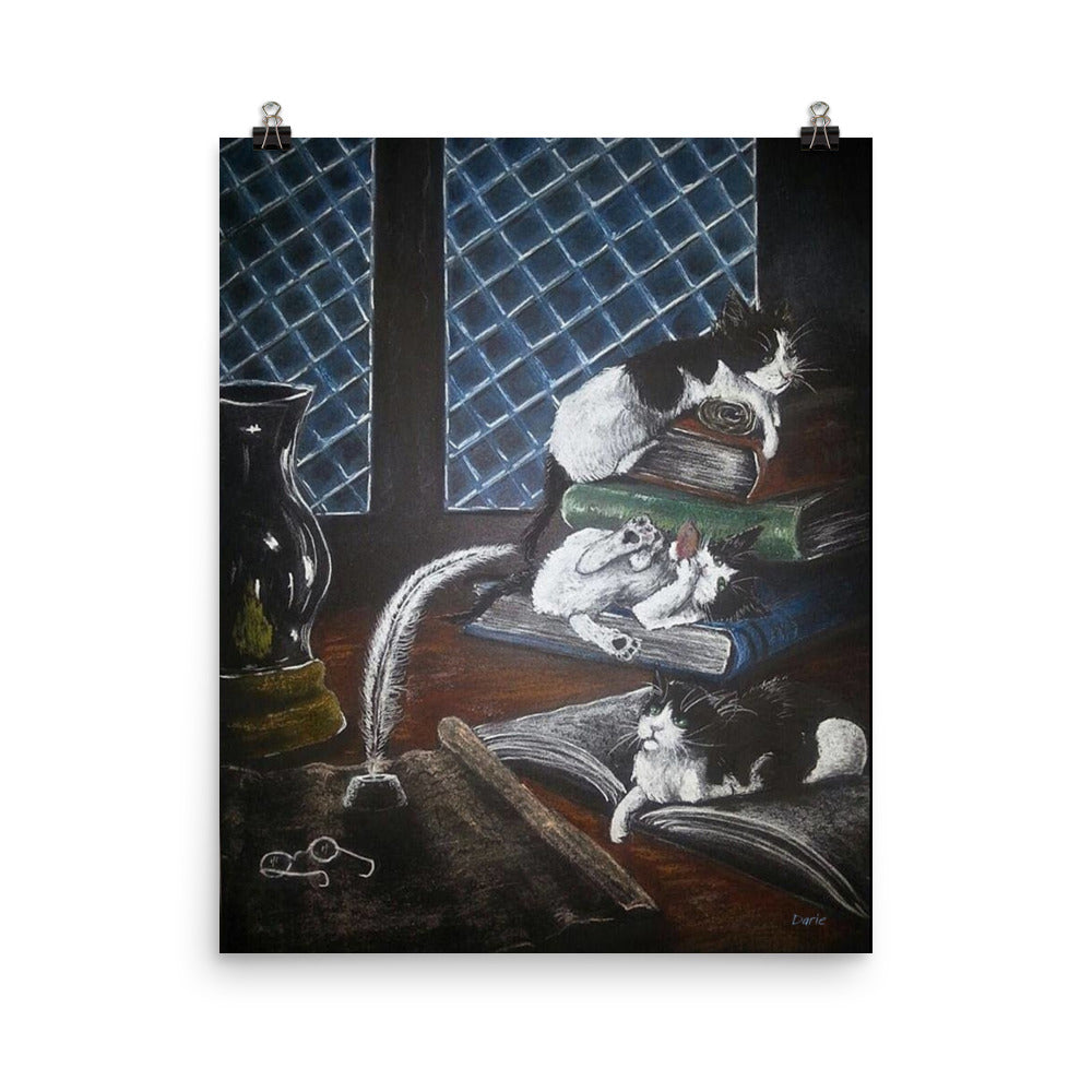 Cat Wall Art | Original Painting Print | Animal Nursery | Kittens Decor | Gallery Wall Art | Large Art | Cat Painting | Cat Gift | Tuxedo Cat