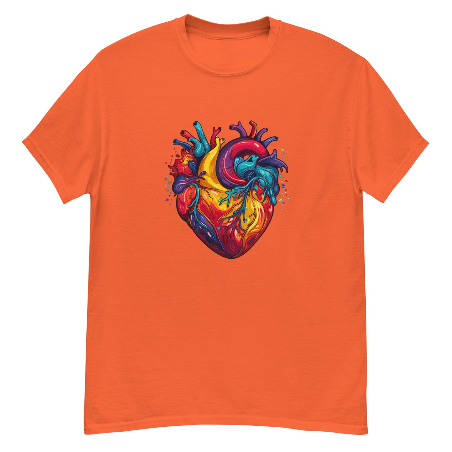 Groovy Anatomical Heart Tee | Retro Colors Heart T-shirt | Unique Design