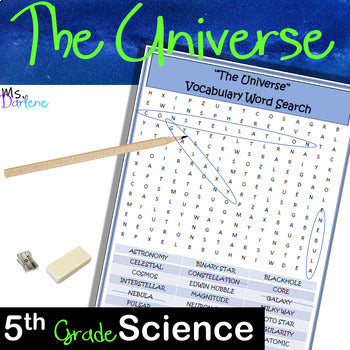 5th Grade Earth Science~The Universe~Word Search~Special Ed/Resource*No PREP