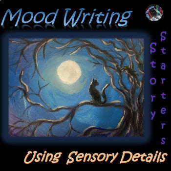 Mood Writing~FUN Sensory Writing Story Starters~24 Task Card Prompt~SPooKy