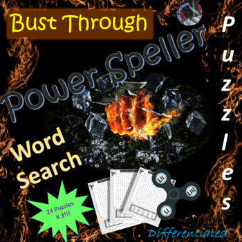 24 Power SPELLER Word Search Puzzles~3 LEVELS*600 Words~3rd-4th Grade~NO PREP