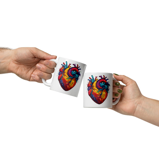 Groovy Heart Mug | 11Oz & 15Oz Mug Template | Gift | Anatomical Heart Designs | Gift For Her