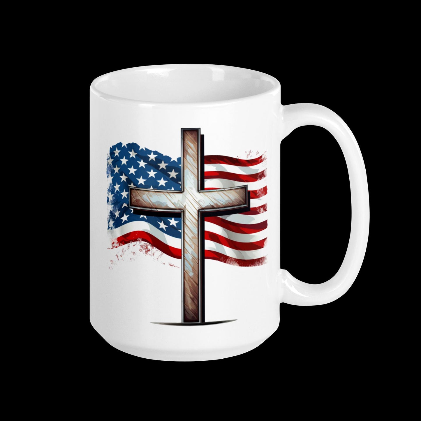 Cross & American Flag Mug | Christian Mug  | Easter Gift  | 4th of July | Patriotic USA | Western Cross Mug Design