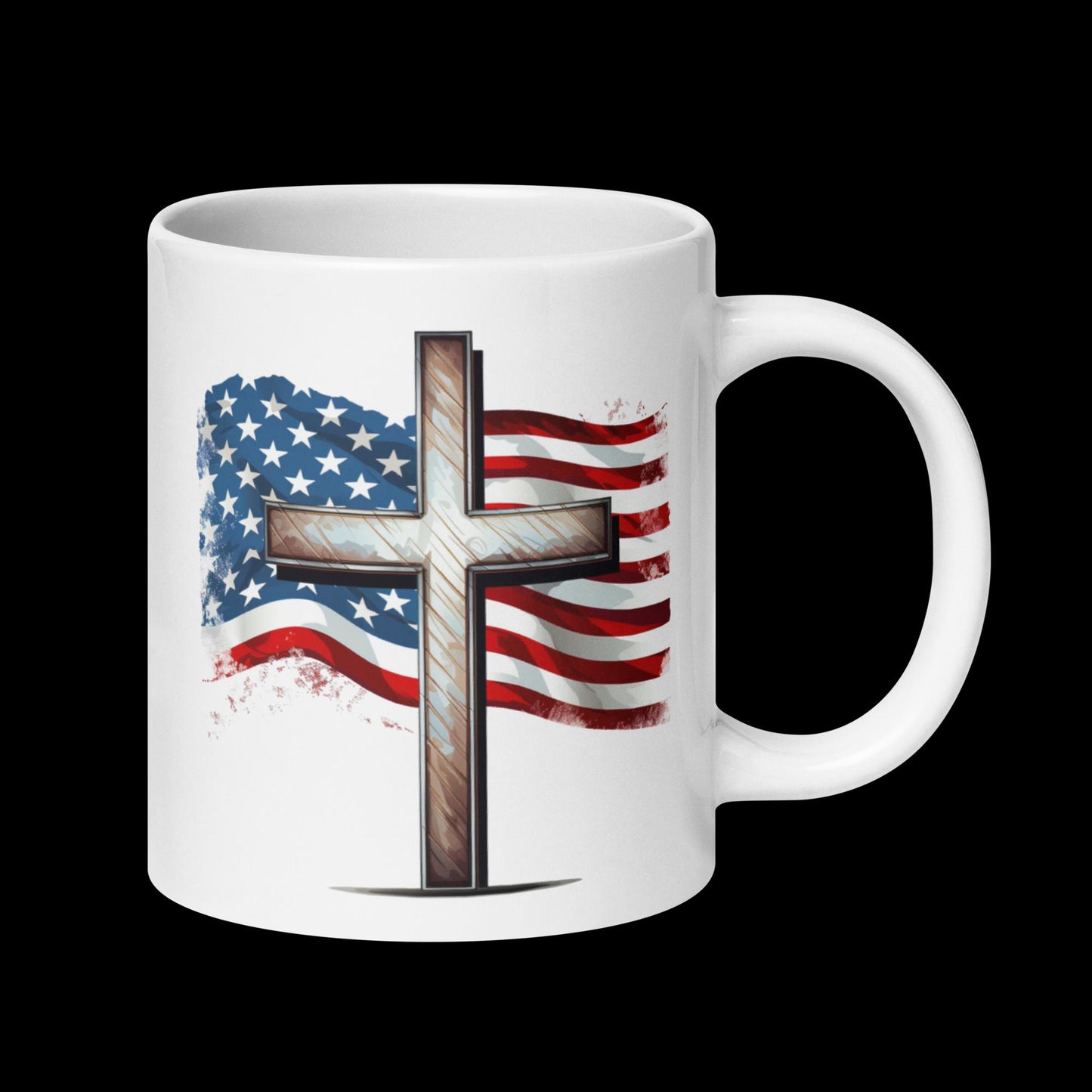 Cross & American Flag Mug | Christian Mug  | Easter Gift  | 4th of July | Patriotic USA | Western Cross Mug Design