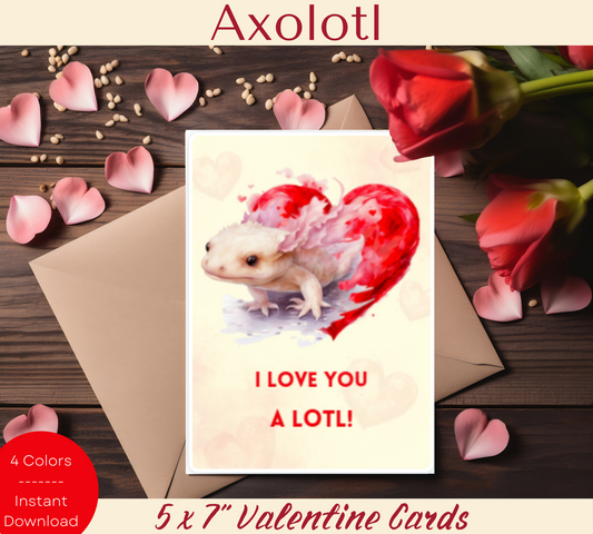 Kids Valentine | INSTANT DOWNLOAD | Valentine Day Cards | Axolotl PNG l Valentine Cards | Printable Valentine Cards| Valentine Gift | Gifts