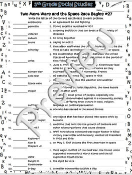 2 More Wars & Space Race Begins~Match'Em Voc#27~Social Studies Weekly~NO PREP - Shaddoze Designs by Darie