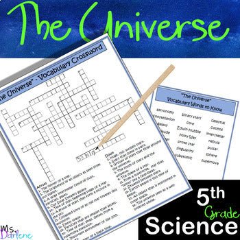 5th Grade Earth Science~The Universe~CROSSWORD - Special Ed/Resource~NO PREP - Shaddoze Designs by Darie