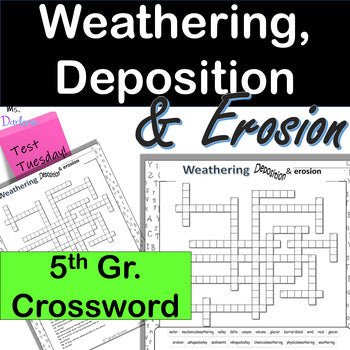 5th Grade Science~Weathering, Deposition, Erosion~Crossword Puzzle~NO PREP~Easel - Shaddoze Designs by Darie