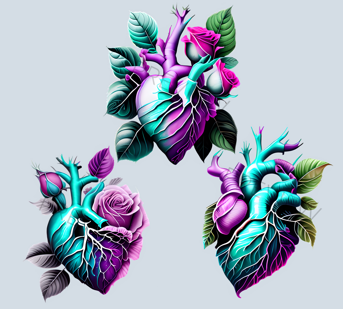 Human Heart | Anatomy Clipart | Heart Clipart | Teal & Tan Floral Heart Graphics | Anatomic Heart | Clip Art | Medical Png| Commercial Use