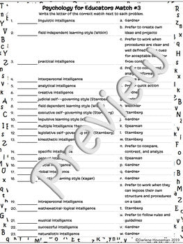 Approaches to Instruction~Match#3~Gardner Sternberg Weschler Spearman~Psychology - Shaddoze Designs by Darie