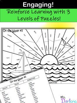 Arghh! - Beach - Water~Parts of Speech~3 Levels Summer Coloring~Noun/Verb/Adj/Adv - Shaddoze Designs by Darie