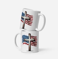 Cross & American Flag Mug | Christian Mug | Easter Gift | 4th of July | Patriotic USA | Western Cross Mug Design - Shaddoze Designs by Darie