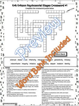 Erik Erikson Crossword~Stages Vocabulary#1~Developmental Psychology~NO PREP - Shaddoze Designs by Darie