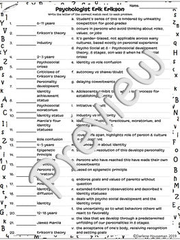 Erik Erikson Match 'EM~Theory Characteristics~Developmental Psychology~NO PREP - Shaddoze Designs by Darie