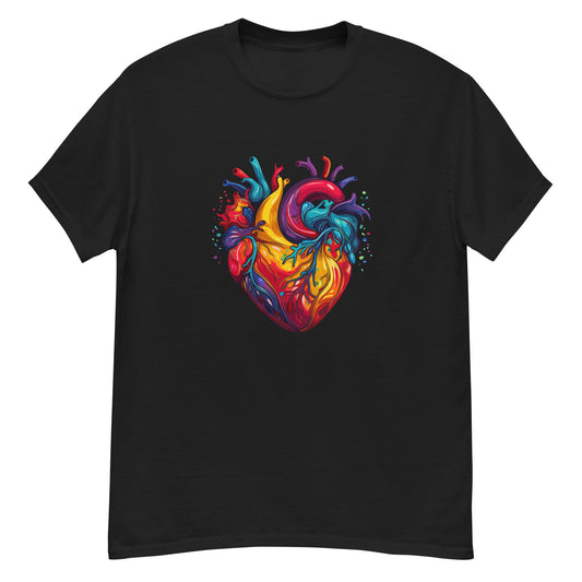 Groovy Anatomical Heart Tee | Retro Colors Heart T - shirt | Unique Design - Shaddoze Designs by Darie