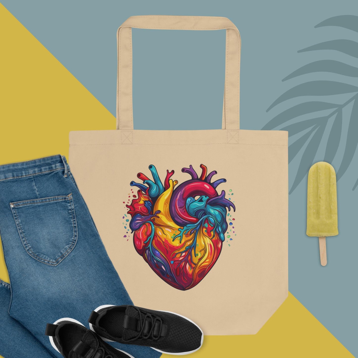 Groovy Anatomical Heart Tote Bag | Retro Colors - Shaddoze Designs by Darie