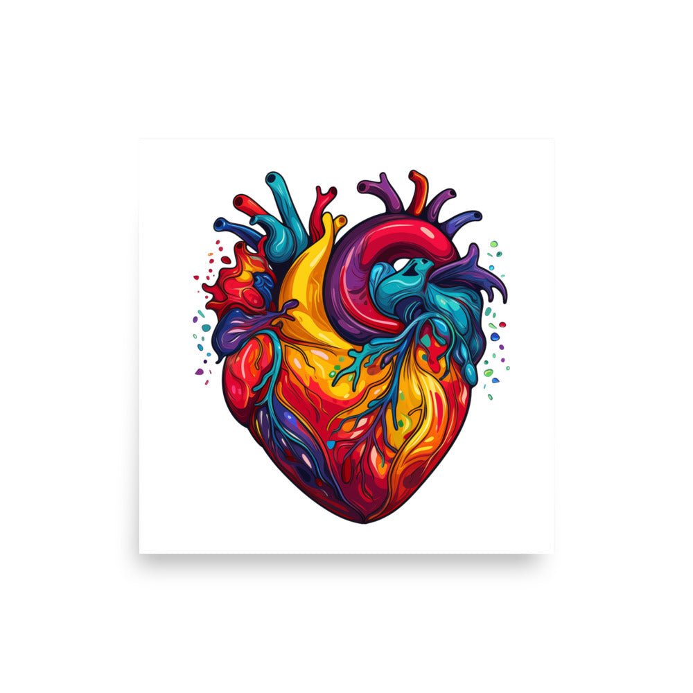 Heart Wall Art | Heart Poster | Gift For Her | Groovy Colors | Anatomical Heart Wall Hanging | Poster - Shaddoze Designs by Darie