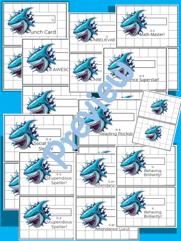 JAWS Shark~Punch Cards~Positive Reinforcement~NO PREP~Behavior~Autism - Shaddoze Designs by Darie