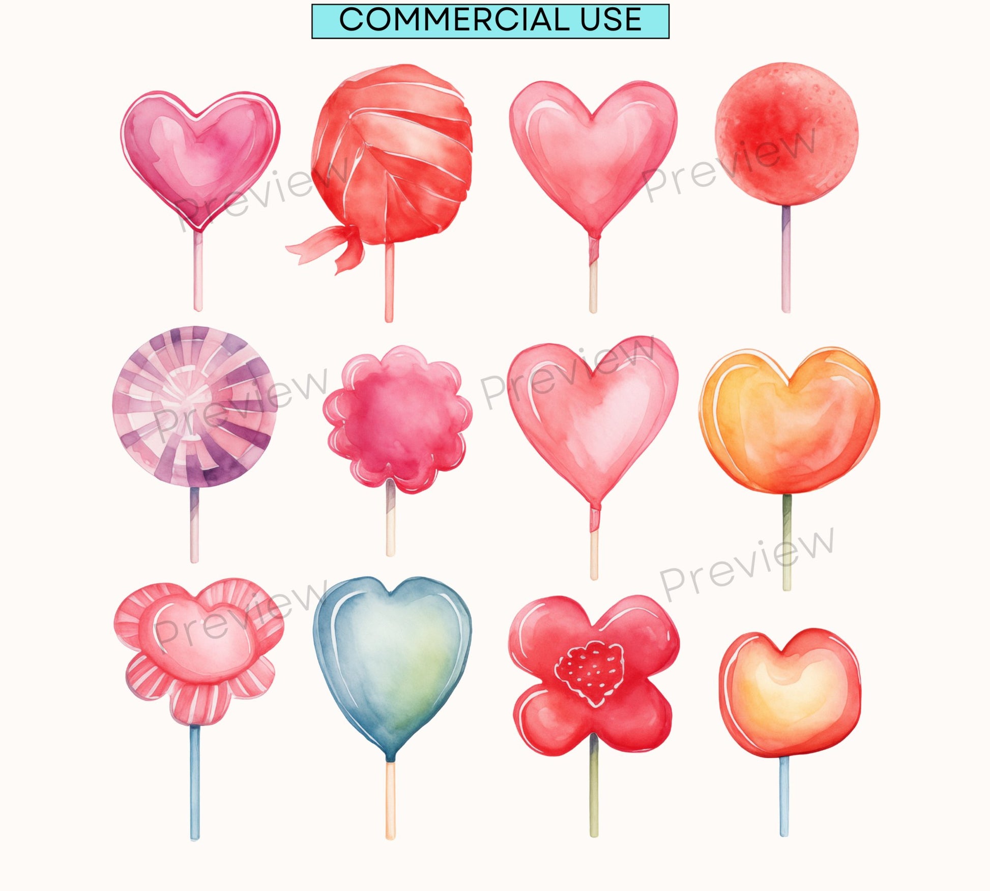 Lollipop Clipart | Watercolor Clipart | Circut Cutting File | Candy Png Clipart | Candy Graphics | Sweet Sugar Clipart, Commercial Use - Shaddoze Designs by Darie