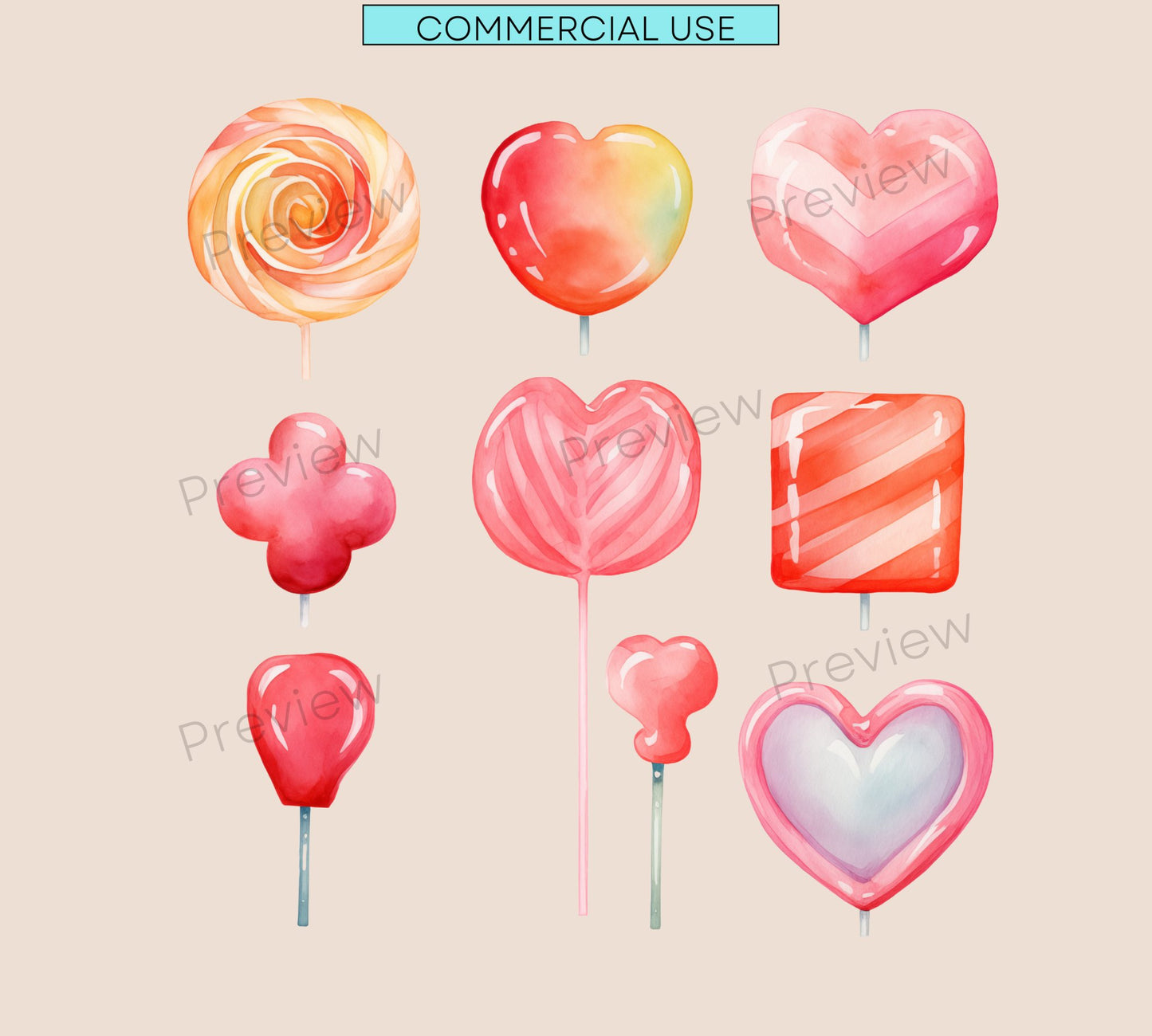 Lollipop Clipart | Watercolor Clipart | Circut Cutting File | Candy Png Clipart | Candy Graphics | Sweet Sugar Clipart, Commercial Use - Shaddoze Designs by Darie