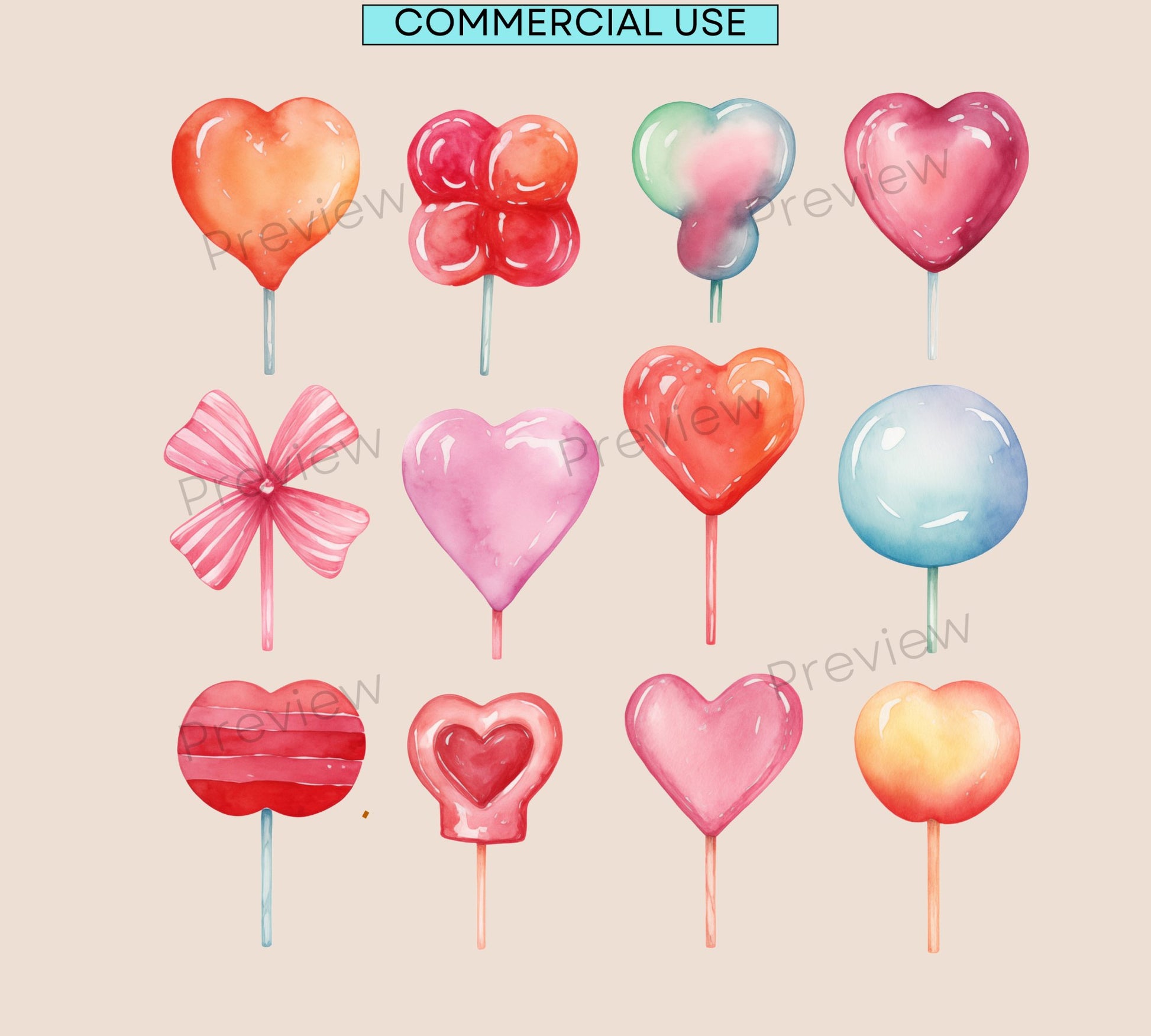 Lollipop Clipart | Watercolor Clipart | Circut Cutting File | Candy Png Clipart | Candy Graphics | Sweet Sugar Clipart, Commercial Use - Shaddoze Designs by Darie