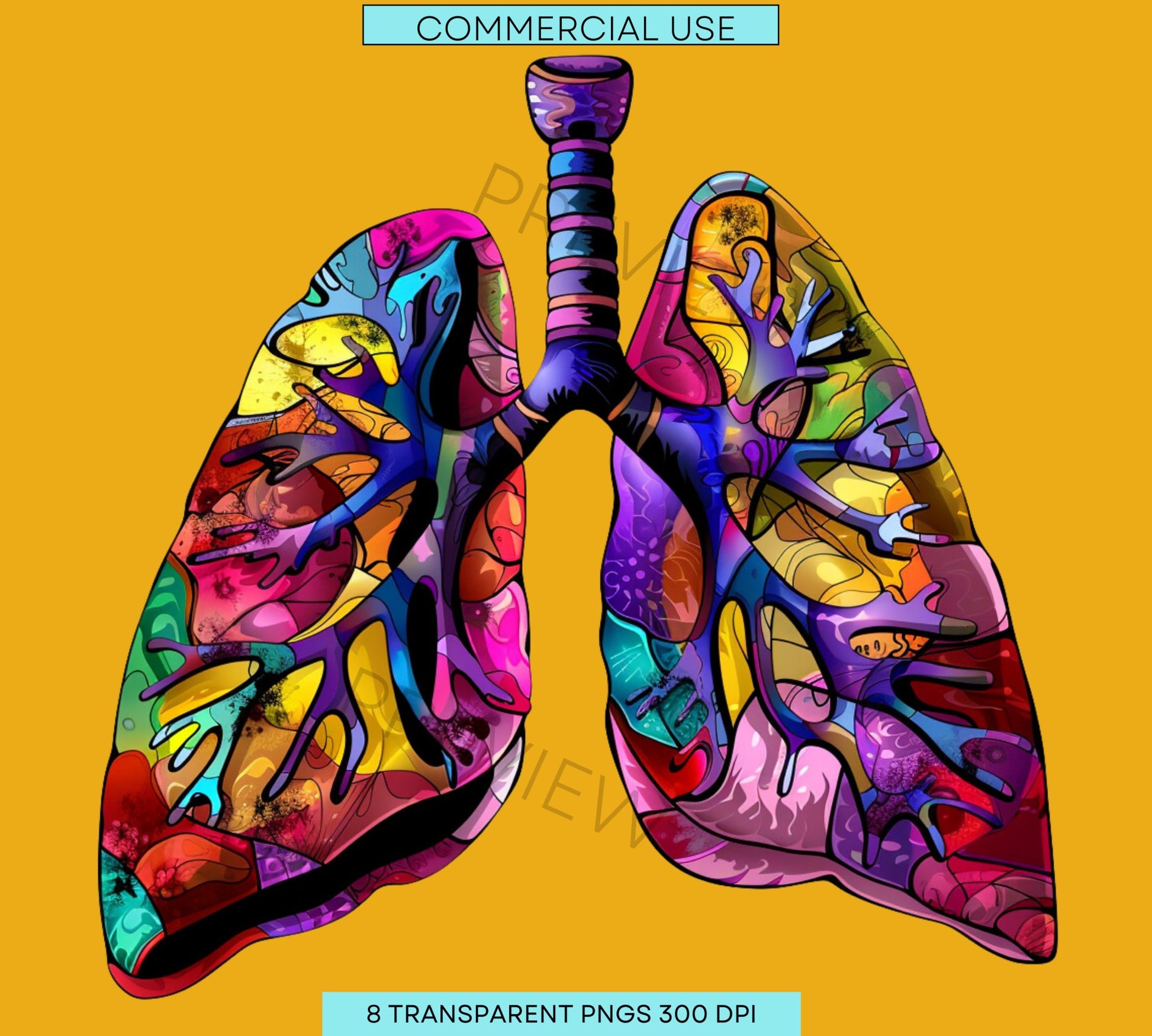 Lungs Clipart | Anatomy Illustrations | Groovy Lung | Lungs Silhouette | Retro | Lungs Png | Digital Download | Anatomy Art | Commercial Use - Shaddoze Designs by Darie