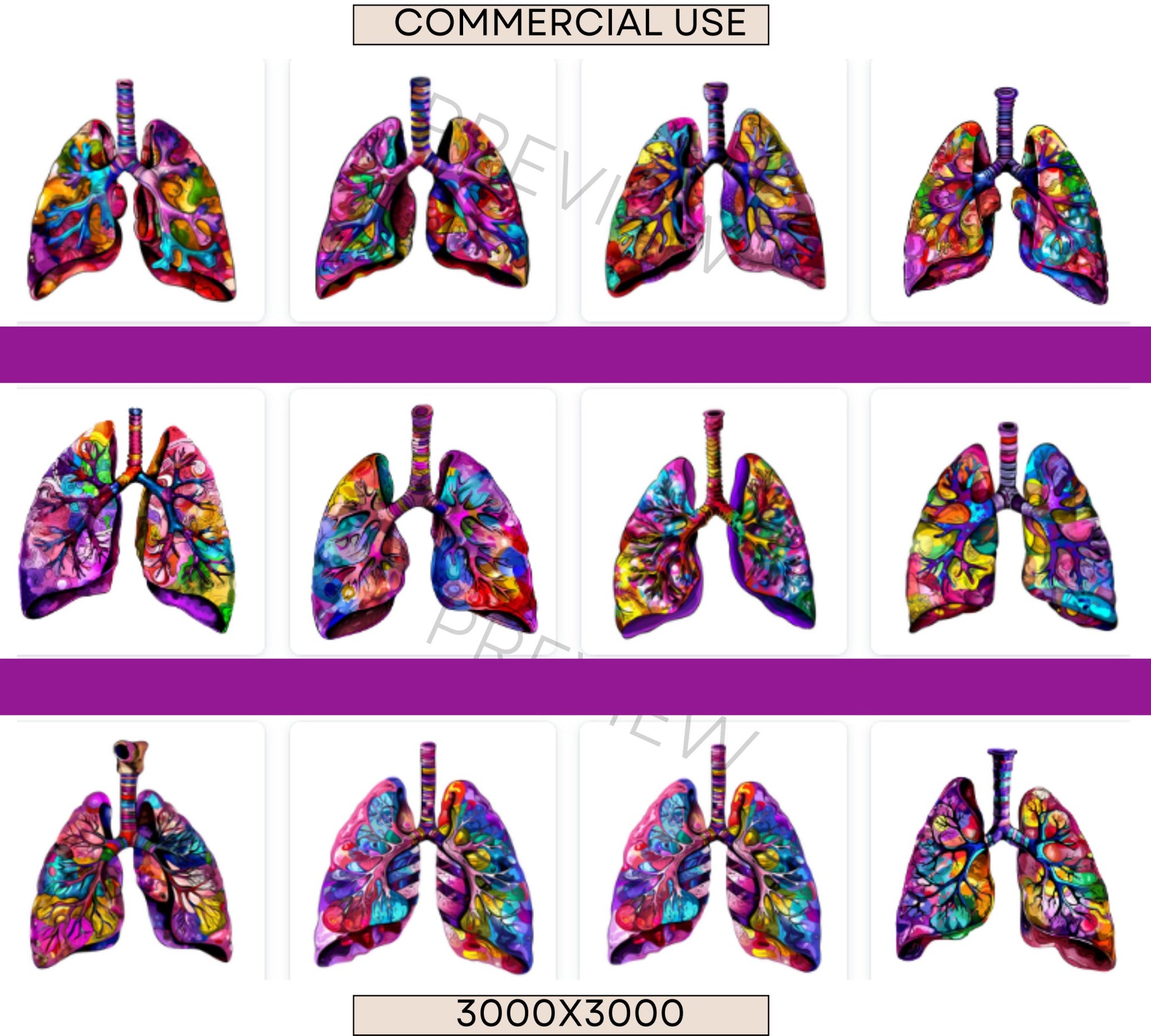 Lungs Clipart | Anatomy Illustrations | Groovy Lung | Lungs Silhouette | Retro | Lungs Png | Digital Download | Anatomy Art | Commercial Use - Shaddoze Designs by Darie