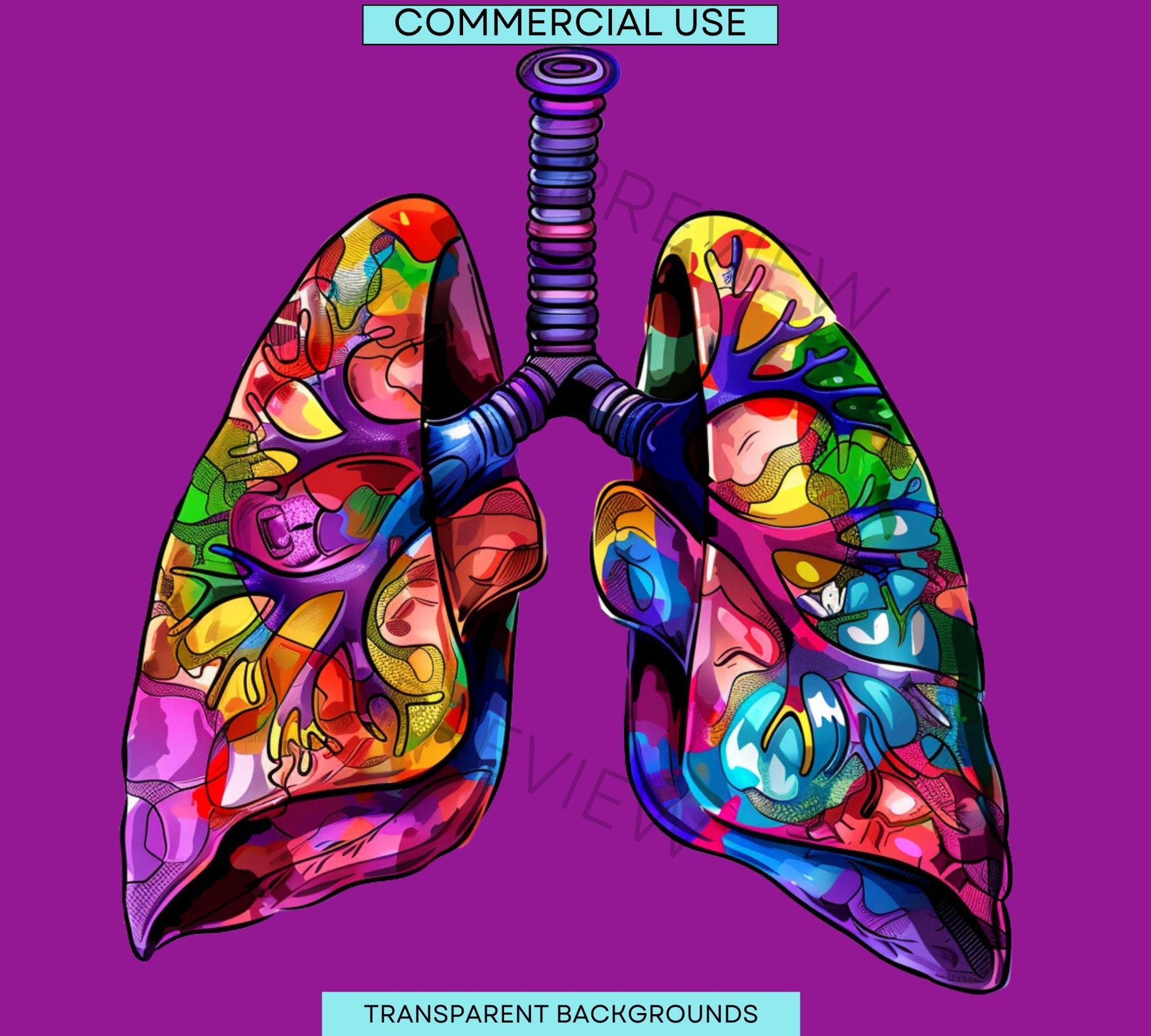 Lungs Clipart | Anatomy Illustrations | Groovy Lung | Lungs Silhouette | Retro | Lungs Png | Digital Download | Anatomy Art | Commercial Use - Shaddoze Designs by Darie