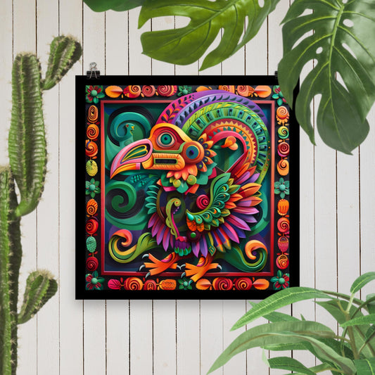 Mayan God Wall Decor | Mayan Bird Print | Fine Art Print | Vibrant Wall Art | Mayan Art | Mayan Decor | Mexican Art Vibrant | Aztec Art Poster - Shaddoze Designs by Darie