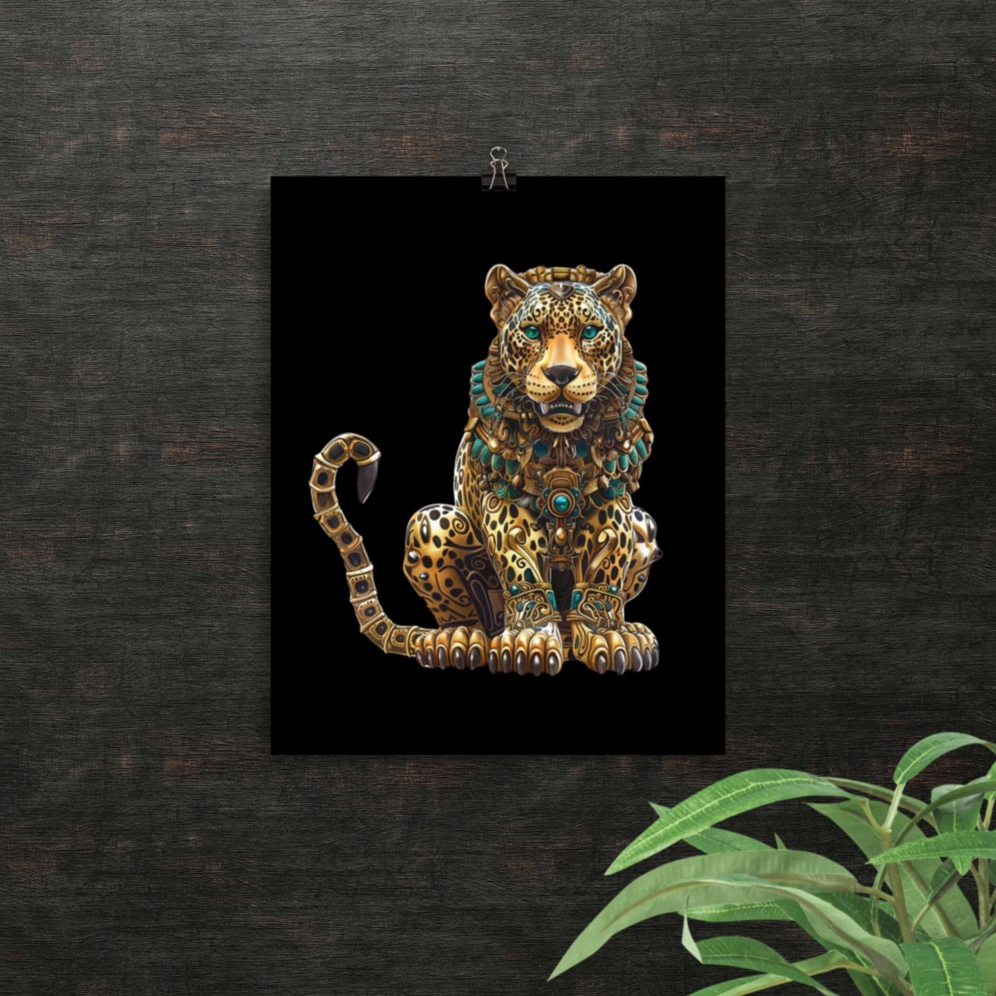 Mayan Wall Art | Art Poster Print | Vibrant Wall Art | Mayan Gold Green | Ixchel Ix Chel | Ek Balam Jaguar | Mayan Wall Decor - Shaddoze Designs by Darie