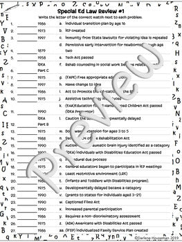 Special Education Laws~Match 'Em #1 and #2~Name~Date~Law#~SPED~NO PREP~ - Shaddoze Designs by Darie